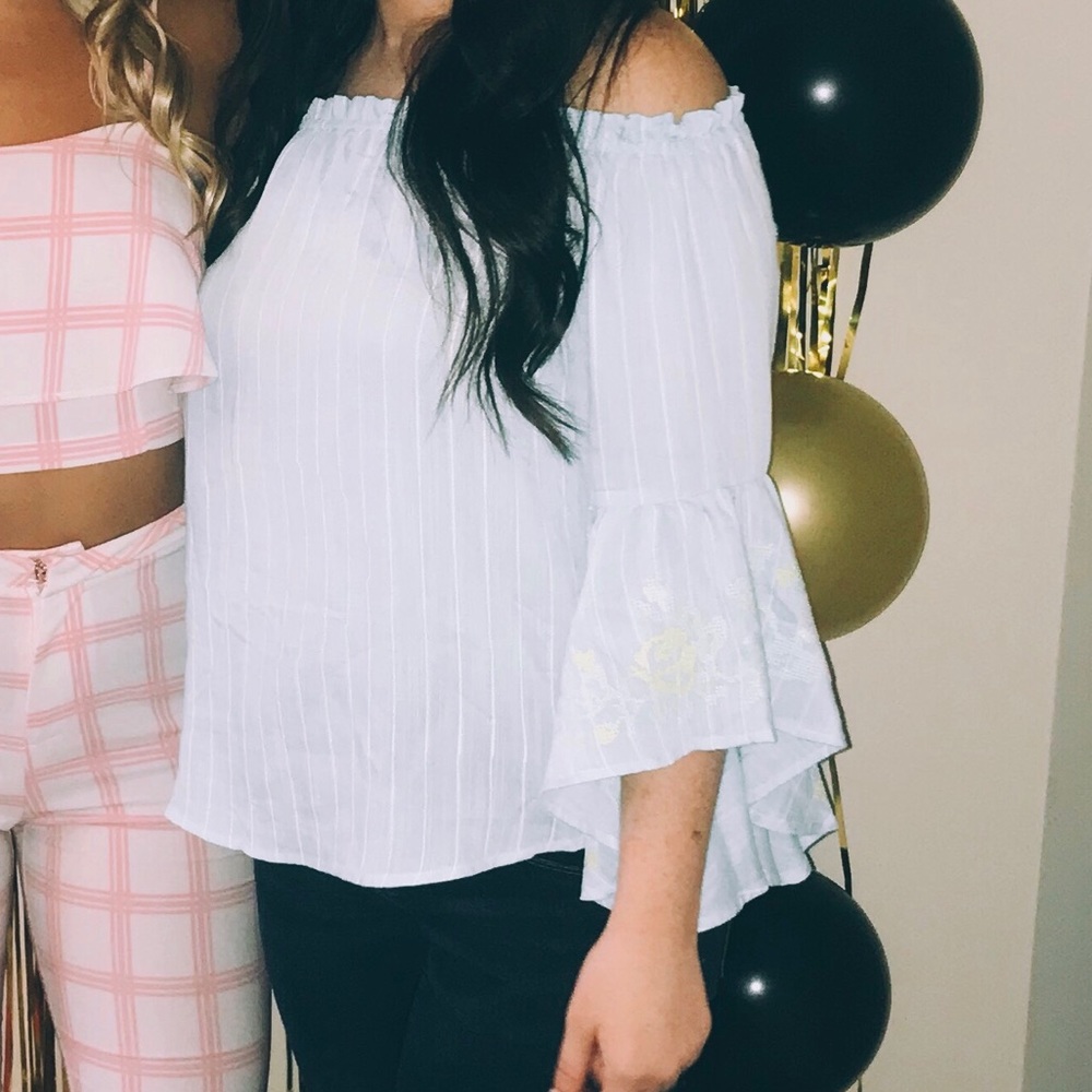 Off The Shoulder Light Blue Top